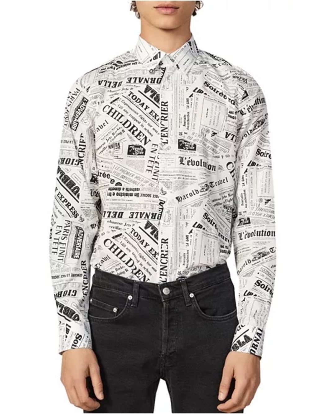 Sandro Newspaper Slim Fit Shirt - Medium - Picture 1 of 14